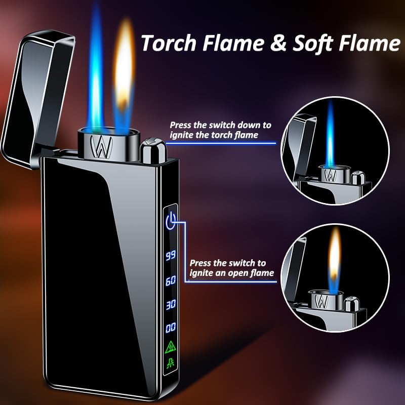 Dual Flame Zigarettenanzünder in Regenbogen-Design, nachfüllbar