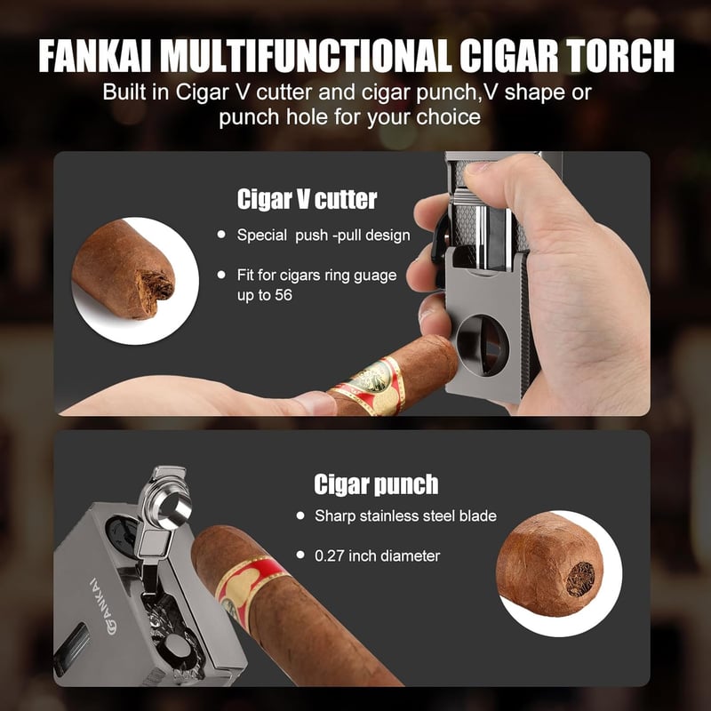 Zigarrenfeuerzeug mit Multifunktionswerkzeug und Triple Jet Flame