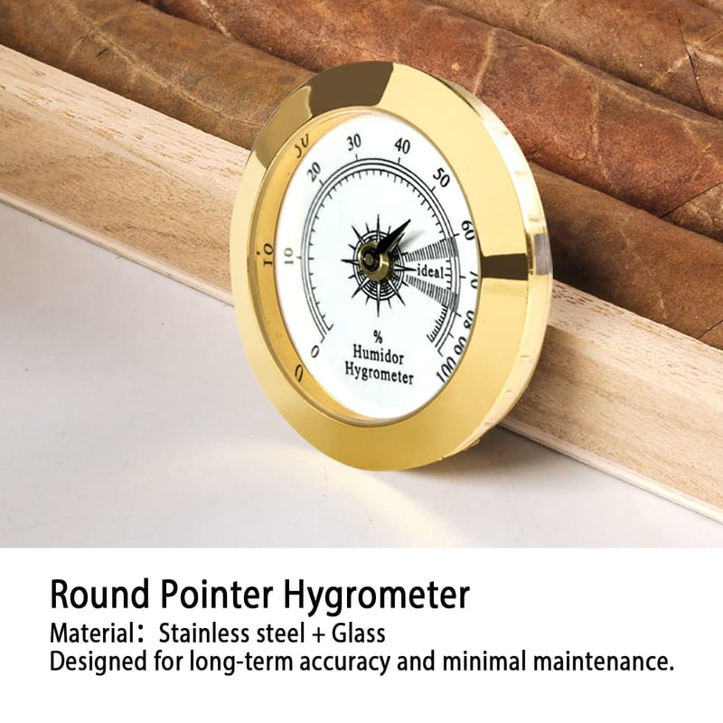 Präzises Hygrometer für Humidor und Gewächshaus, Ø38mm Gold