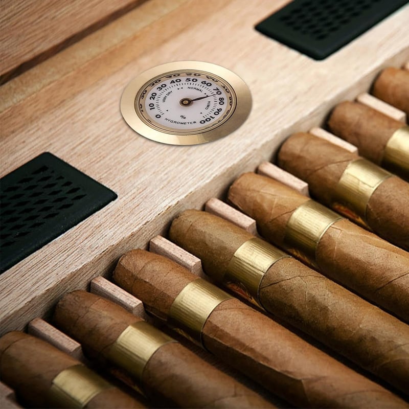Mini Hygrometer 28 mm für Zigarren - Gold für Humidor und Box