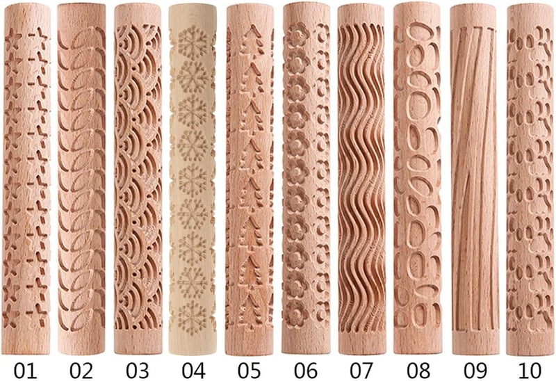 Weihnachtliches 3D-geprägtes Nudelholz aus Holz zum Backen