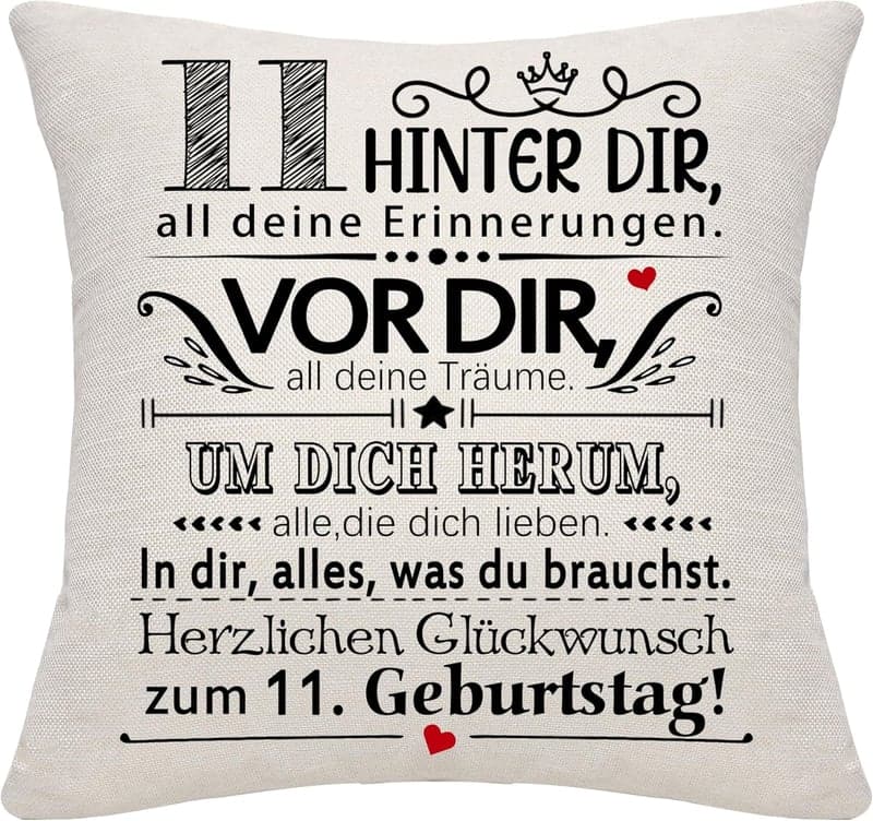 Inspirierender Kissenbezug zum 11. Geburtstag für Mädchen und Jungen