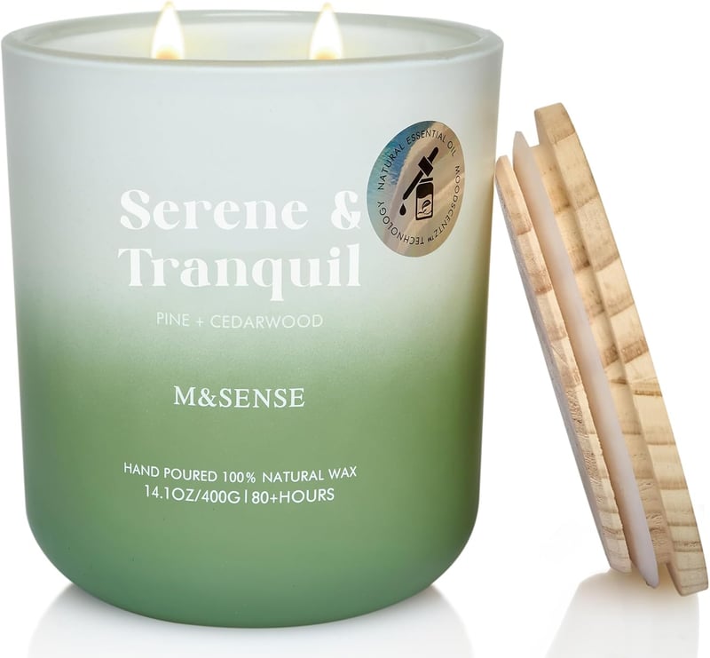 Kiefer Zedernholz Duftkerze aus Sojawachs – 80h Aromatherapie
