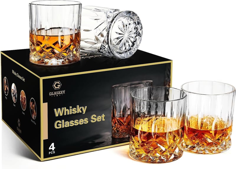 Whiskyglas Set aus bleifreiem Kristall, 4er Set, 320 ml – Geschenk für Männer