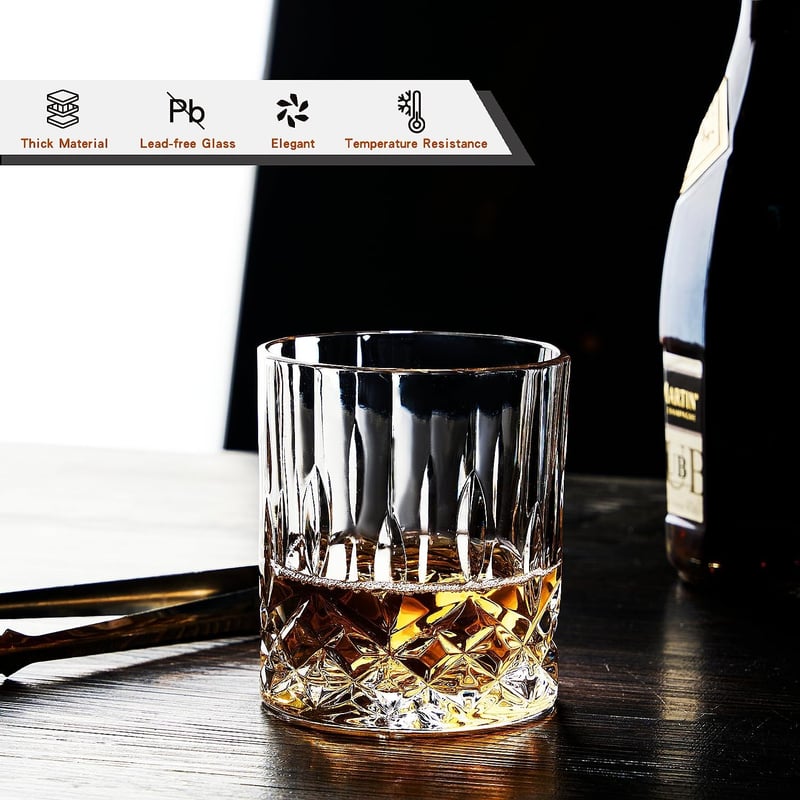 Whiskyglas Set aus bleifreiem Kristall, 4er Set, 320 ml – Geschenk für Männer