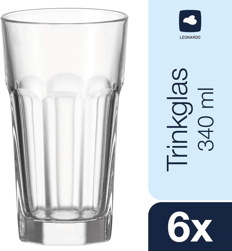Spülmaschinenfeste Longdrink-Gläser im 6er Set, 340 ml