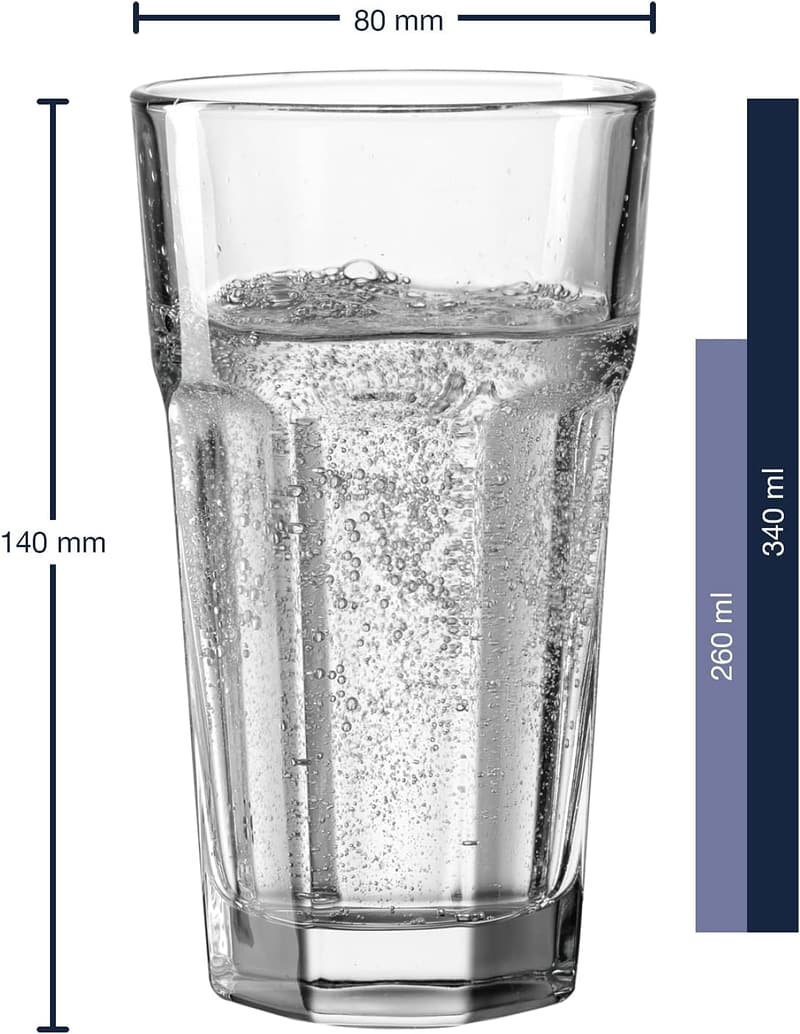 Spülmaschinenfeste Longdrink-Gläser im 6er Set, 340 ml
