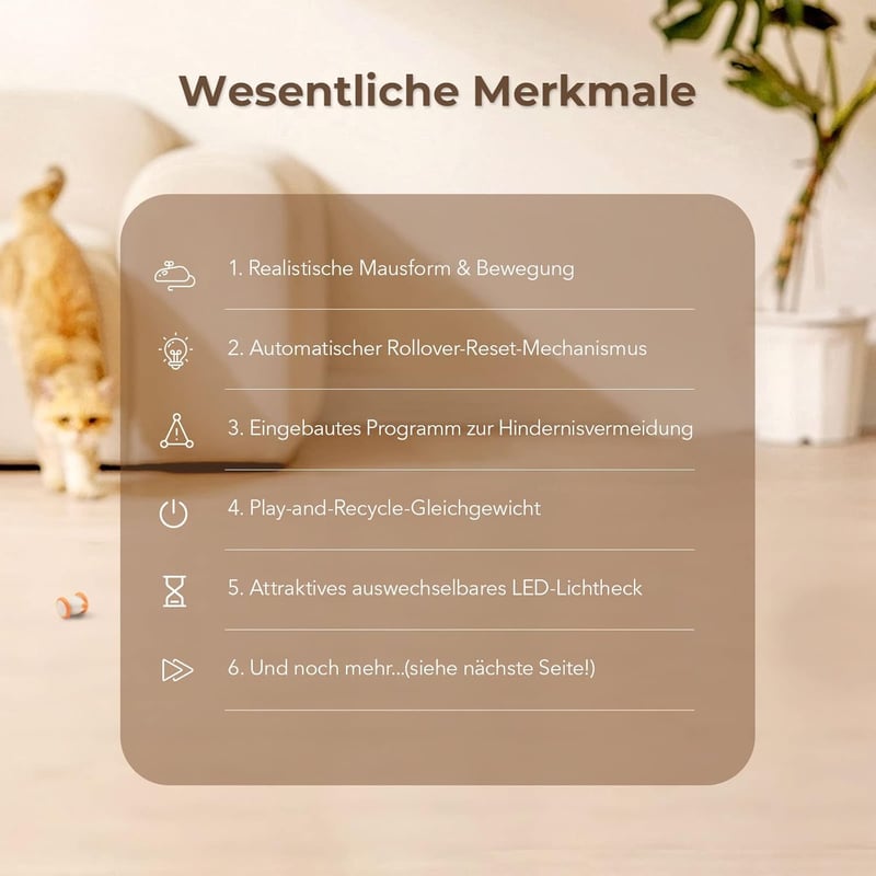 Interaktives Katzenspielzeug Maus mit automatischer Bewegung für Wohnungskatzen