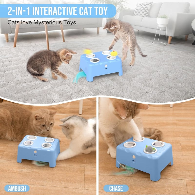 Interaktives 2-in-1 Katzenspielzeug mit bewegender Feder