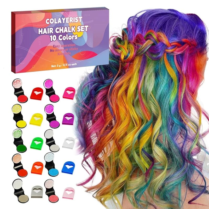 Haarkreide für Mädchen, temporäre Haarfarbe - 10 Farben, auswaschbar