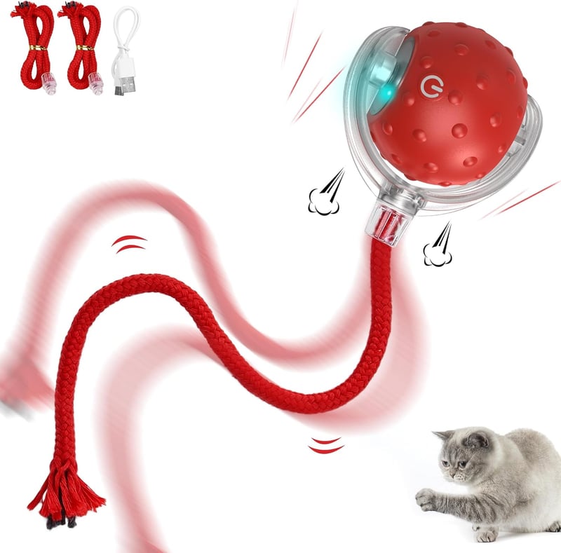 IOKHEIRA Interaktives elektrisches Katzenball-Spielzeug, wiederaufladbar