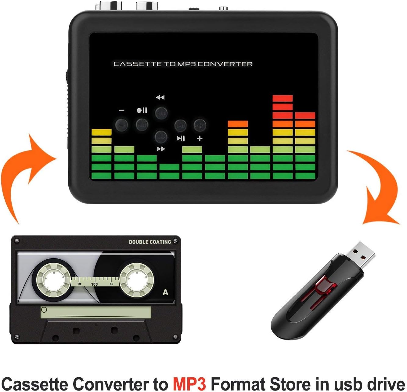 Tragbarer USB-Kassettenrekorder zum Konvertieren von Kassette zu MP3