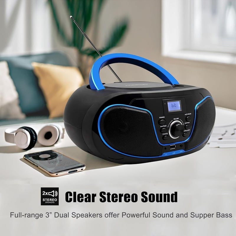 Tragbarer Bluetooth CD-Player mit UKW-Radio und USB-Anschluss