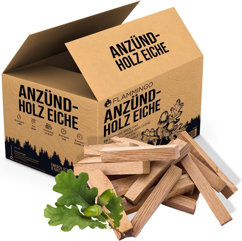 30 kg trockenes Eichen-Anzündholz für Grill und Kamin, 16 cm