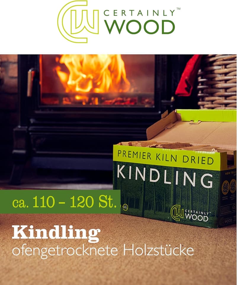 Anzündholz aus Kammergetrocknetem Holz, 2,5-3,5 kg für Kamin und Grill