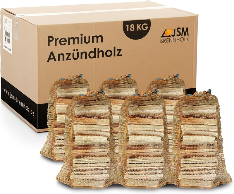 Trockenes Anzündholz, 6 Netze à 3 kg, ofenfertig