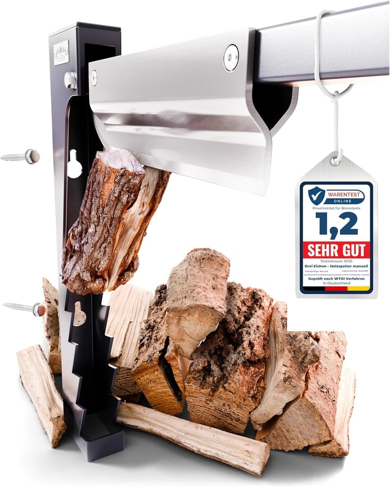 Manueller Holzspalter für Wandmontage | Edelstahlklinge | bis 450mm