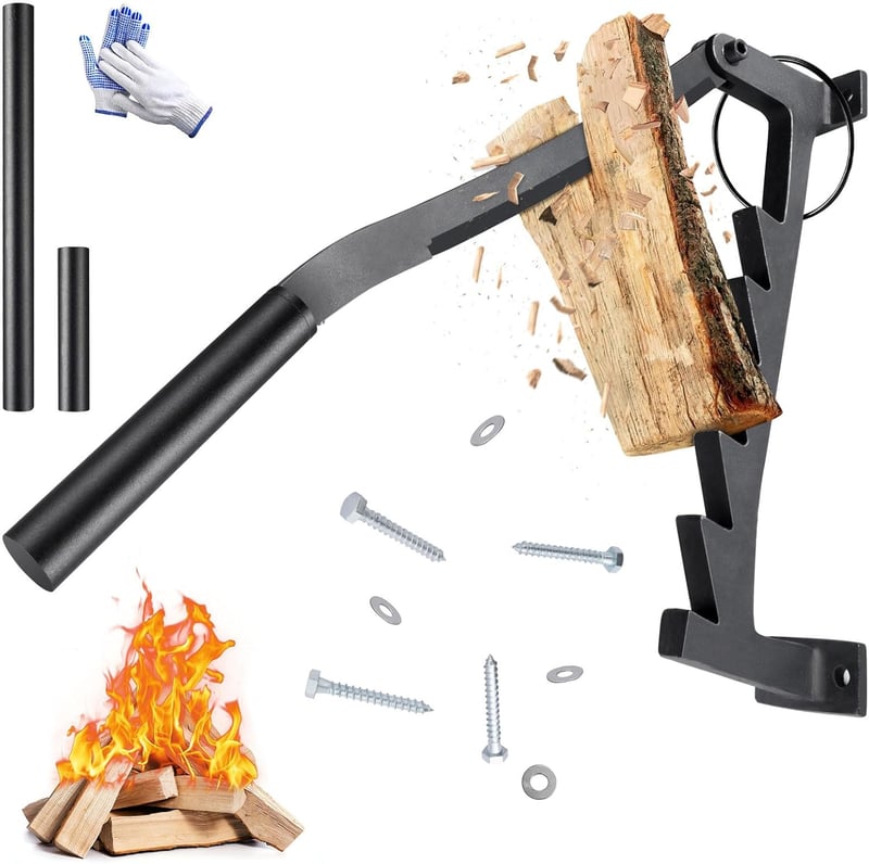 Handholzspalter aus Karbonstahl mit Wandhalterung für Indoor & Outdoor