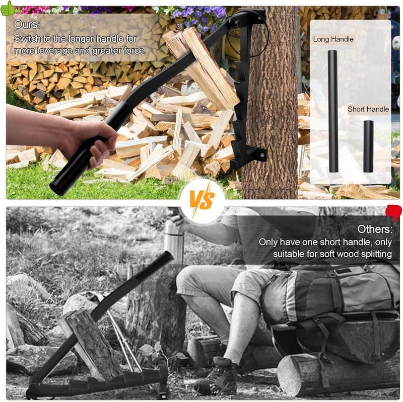 Handholzspalter aus Karbonstahl mit Wandhalterung für Indoor & Outdoor