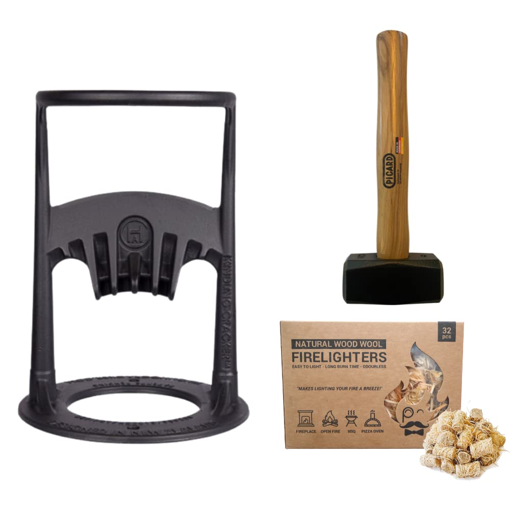 Kindling Cracker Original Feuerholzspalter mit Hammer und Anzündern