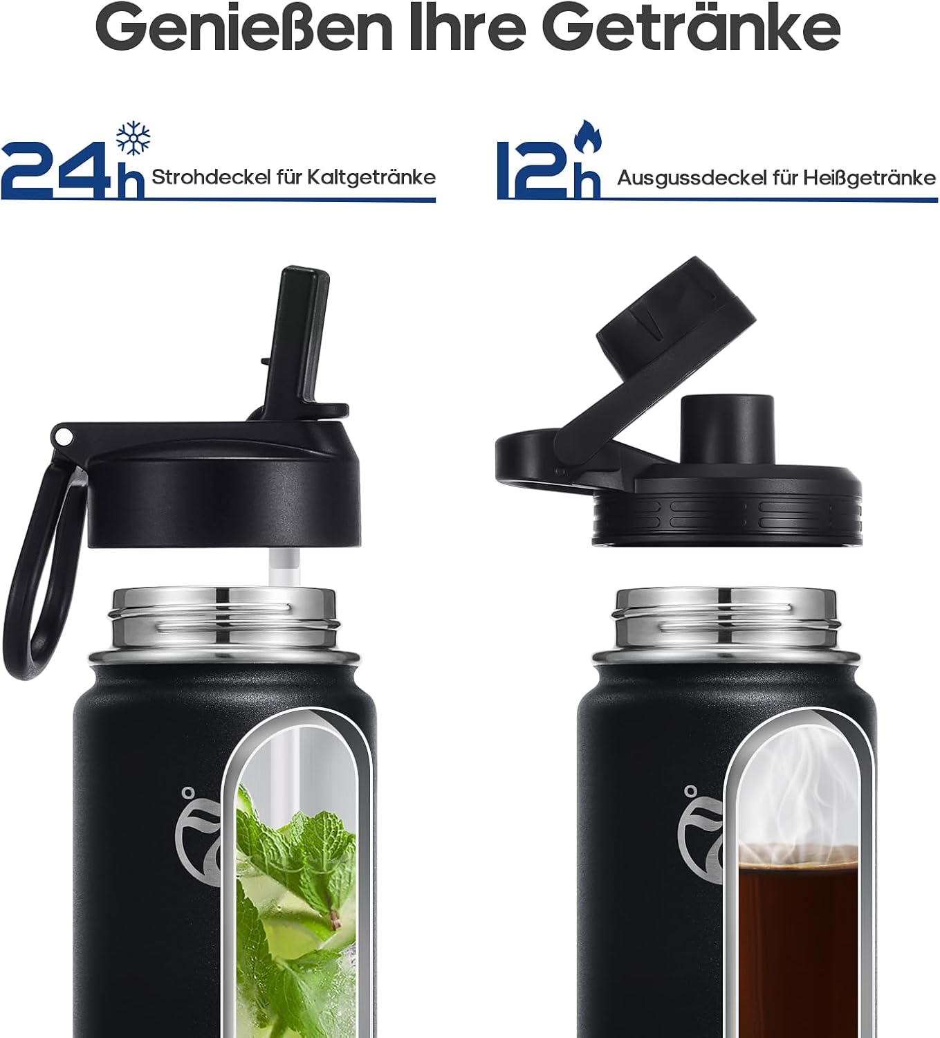 Isolierte Edelstahl-Trinkflasche 750 ml - BPA-frei, auslaufsicher, für Sport
