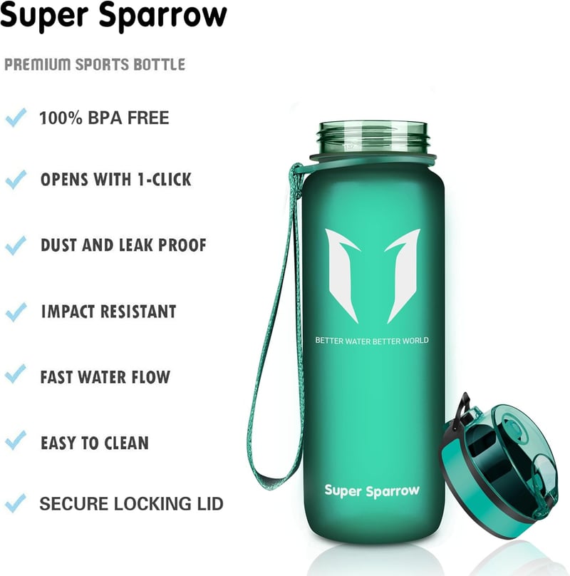 Super Sparrow BPA-freie Trinkflasche - 350ml bis 1000ml - Ideal fürs Fitness und Outdoor