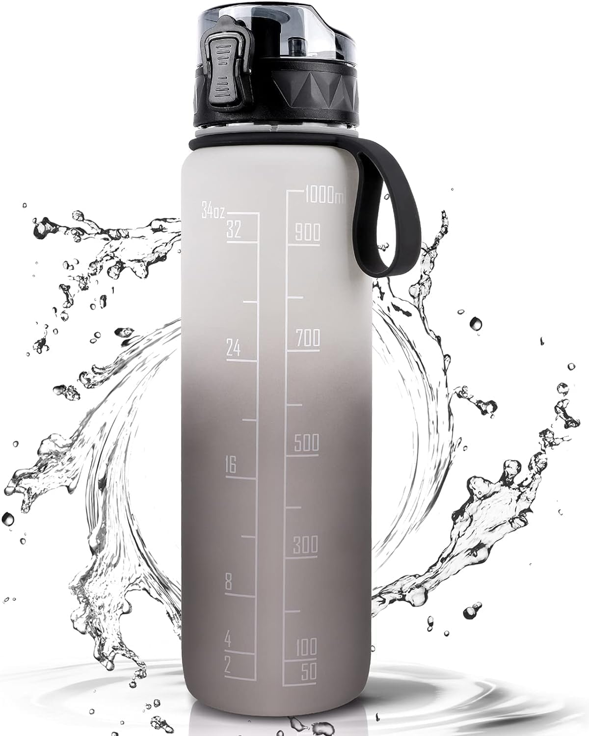Sport-Trinkflasche 1L mit rutschfestem Gummi-Griff, BPA-frei