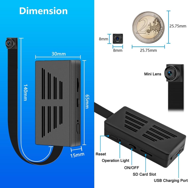 Tragbare HD Mini Überwachungskamera 1080P mit Bewegungserkennung