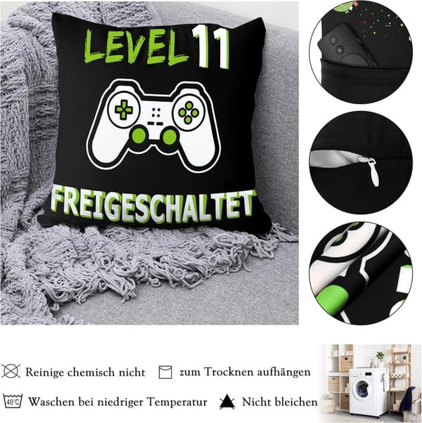 Kissenbezug für Gamer zum 11. Geburtstag für Jungen