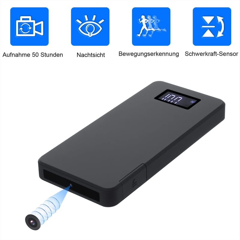 HD Mini Überwachungskamera mit 10000 mAh und 32 GB – einfache Bedienung, Nachtsicht, Bewegungsmelder