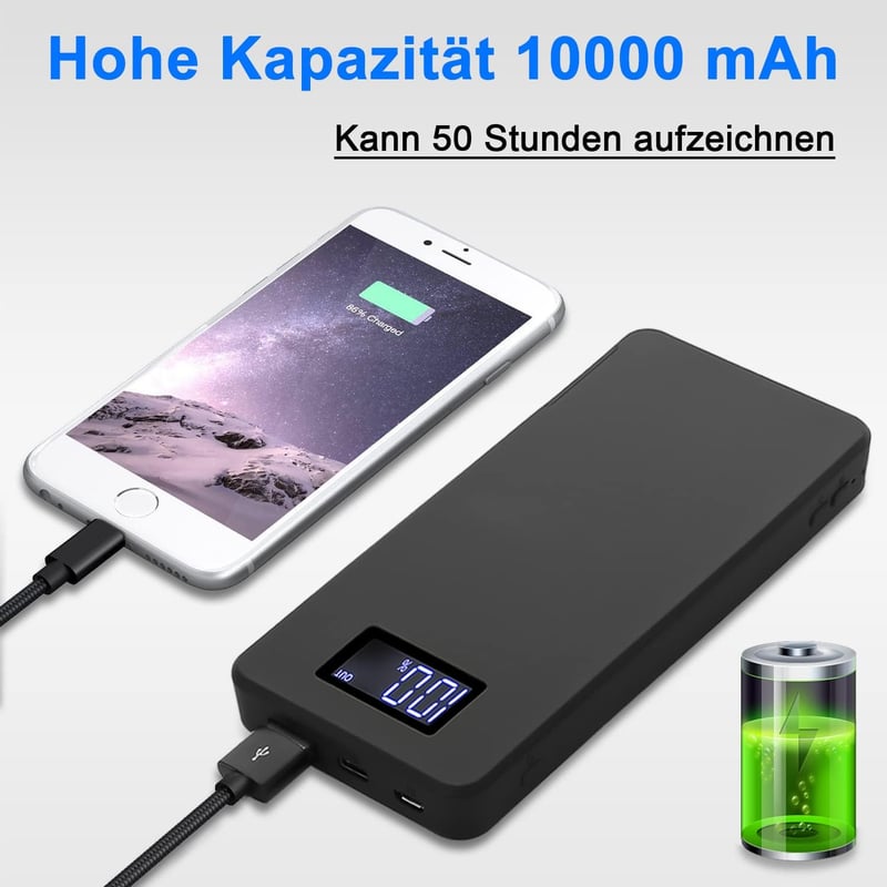 HD Mini Überwachungskamera mit 10000 mAh und 32 GB – einfache Bedienung, Nachtsicht, Bewegungsmelder
