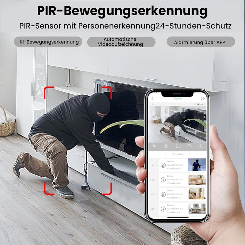 2K Mini Überwachungskamera mit Bewegungsmelder und Nachtsicht