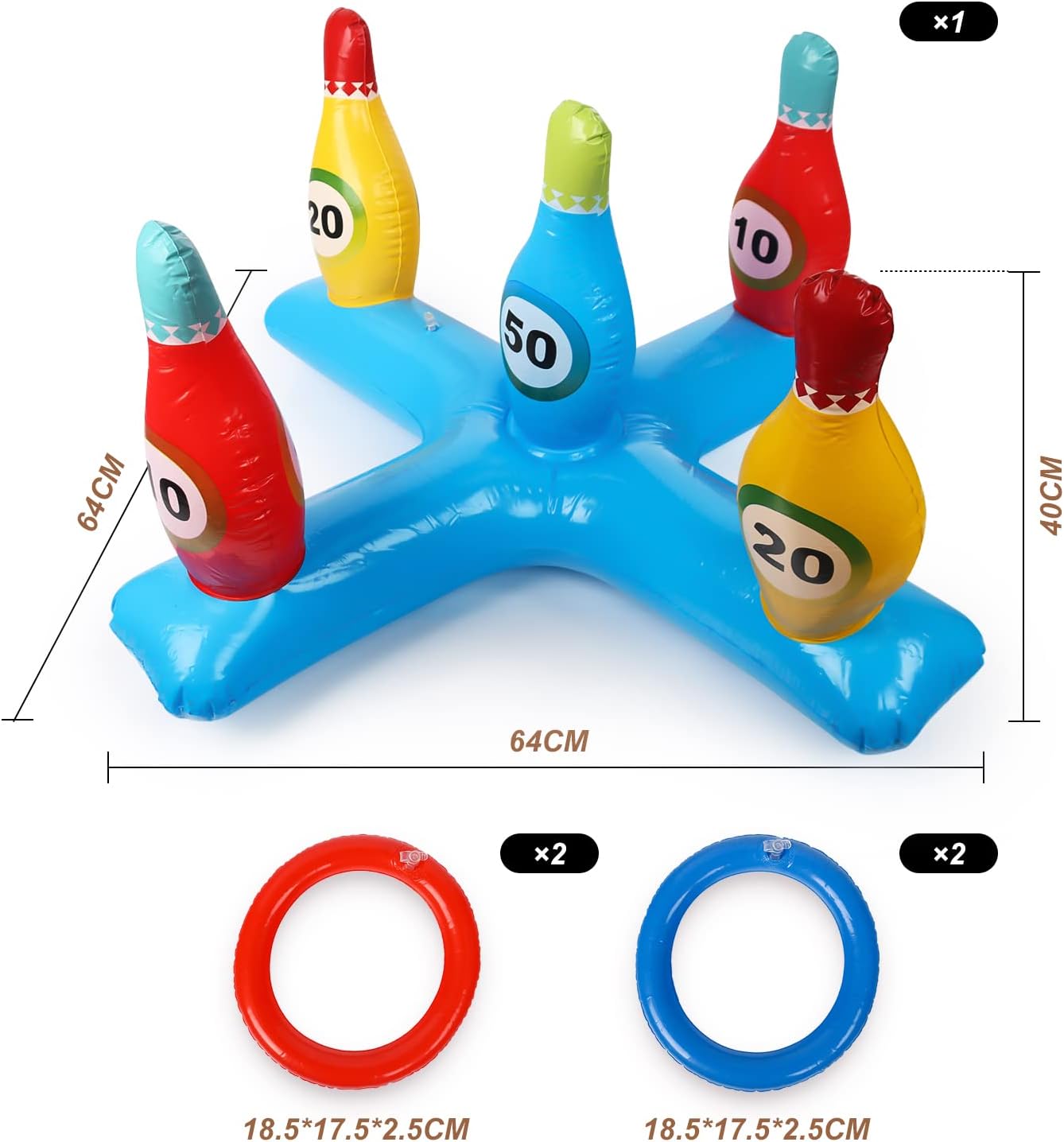 Aufblasbares Wasser-Bowling-Spiel für Poolpartys - Spaß für Groß und Klein
