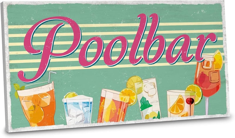Poolbar Gartenschild im Shabby Chic - Vintage Gartendeko, 30 x 15 cm