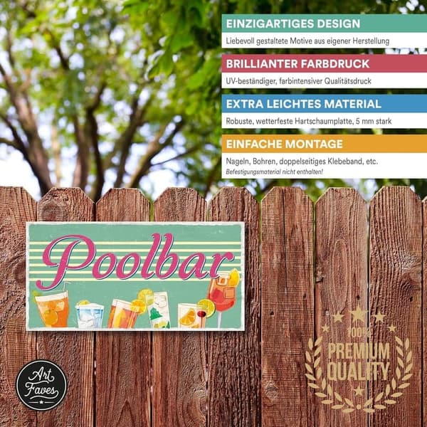 Poolbar Gartenschild im Shabby Chic - Vintage Gartendeko, 30 x 15 cm