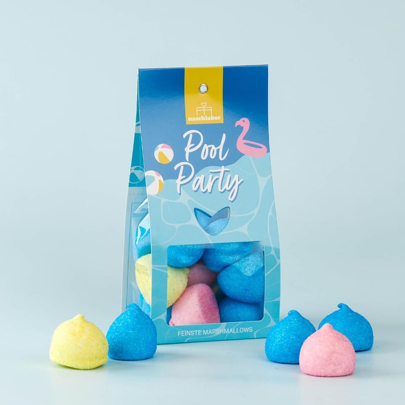 Sommerliche Marshmallows in Geschenkverpackung 100g – ideal für Grill- und Gartenpartys