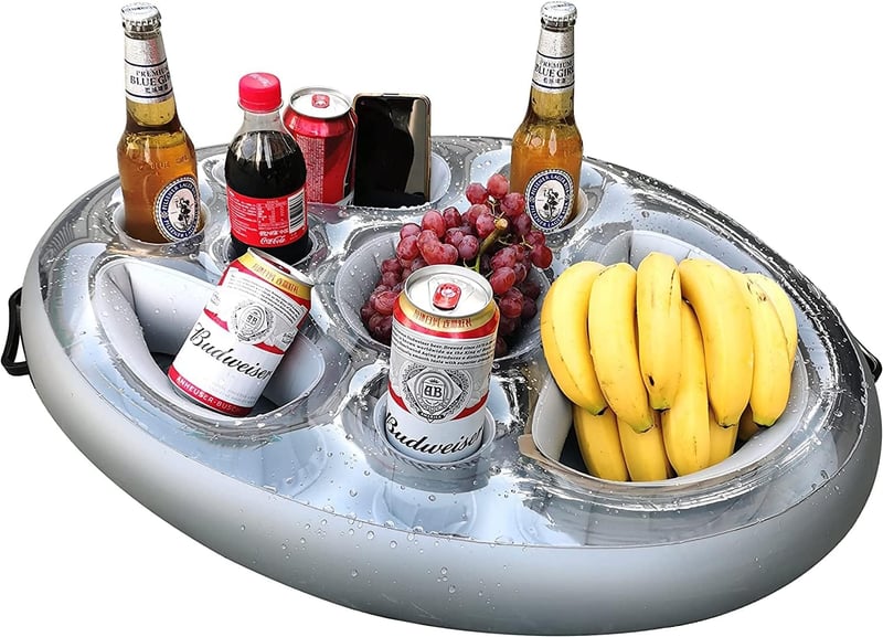 Aufblasbarer Getränkehalter für den Pool - 2-in-1 mit 8 Fächern