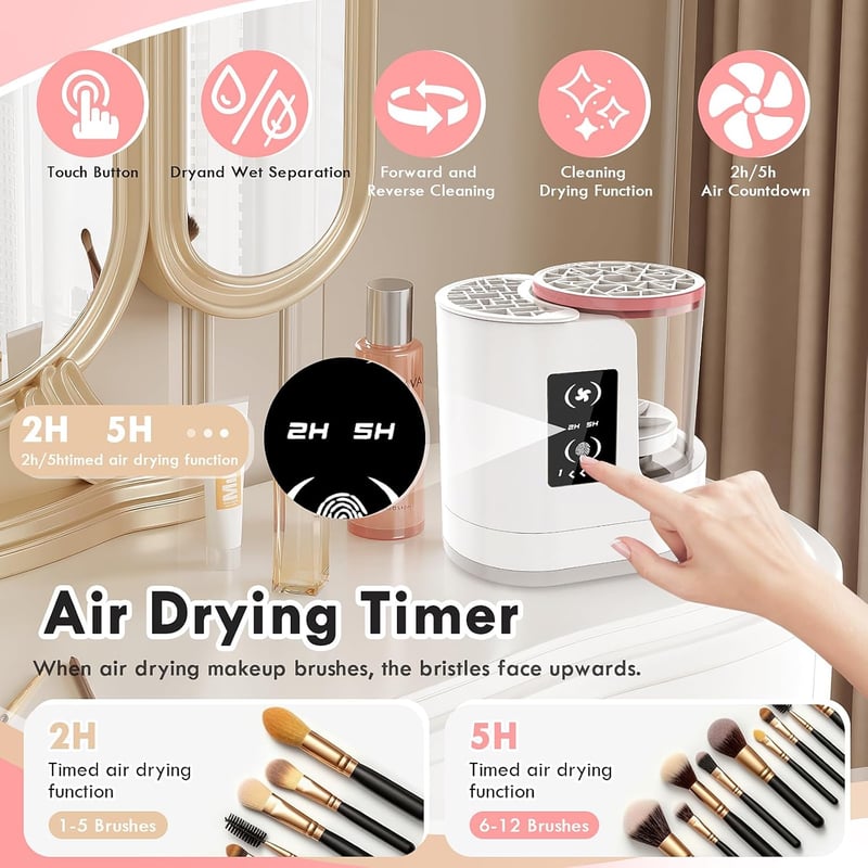 Elektrischer Make-Up Pinselreiniger 3-in-1, tragbar, USB, für alle Pinselgrößen