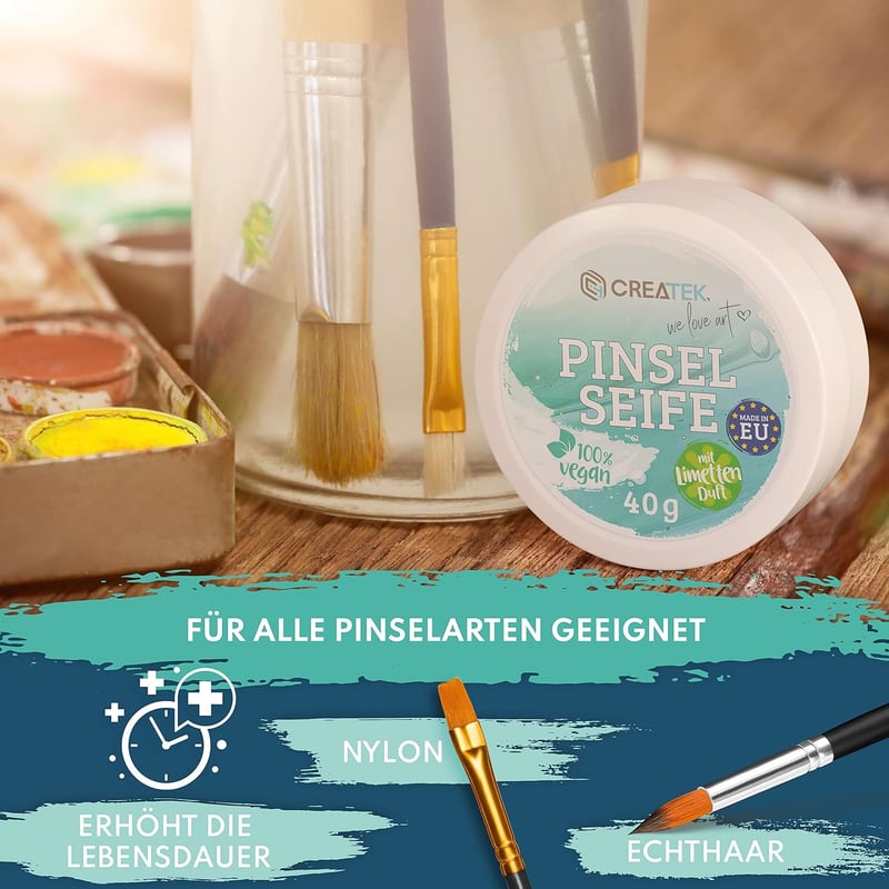 Hochwertige Pinselseife für Künstler – 100% vegan, natürliche Reinigung