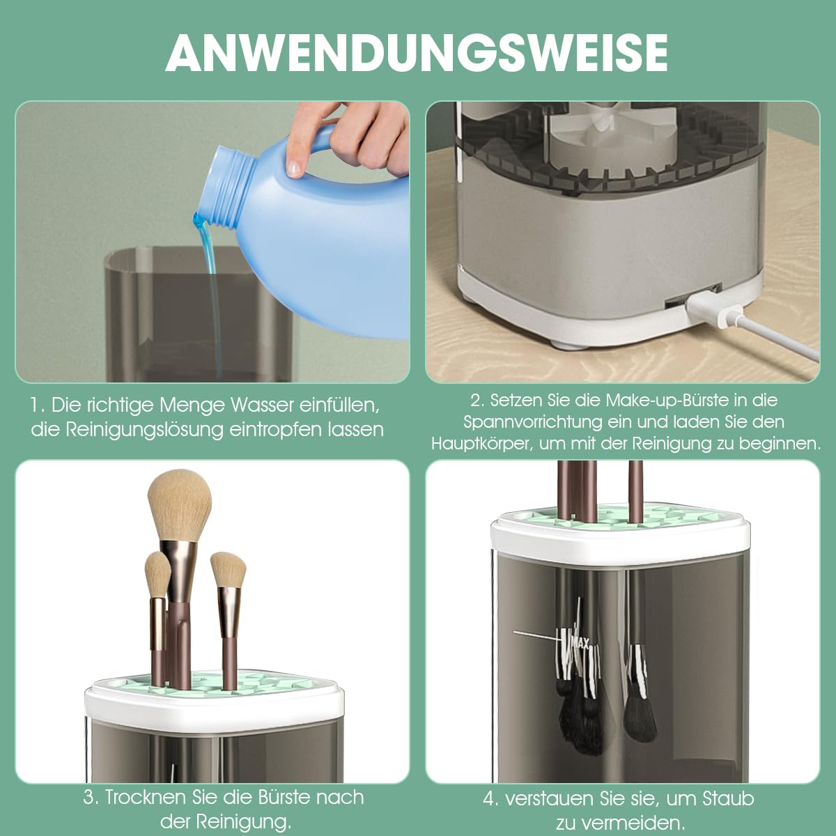 Elektrischer Pinselreiniger für Make-up mit 10-facher Reinigungskraft