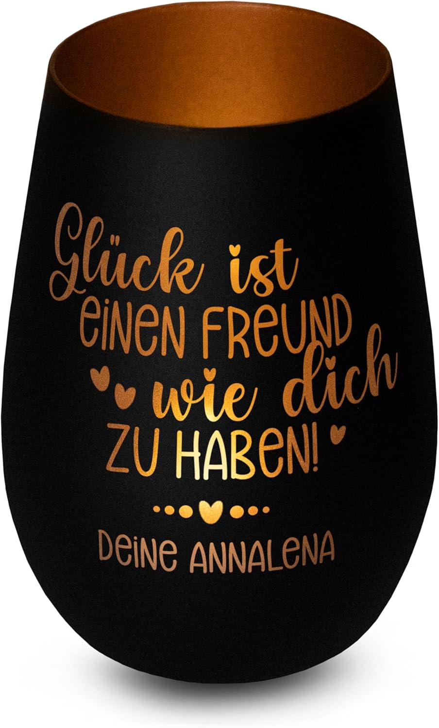 Personalisiertes Windlicht mit Gravur „Glück ist, einen Freund wie Dich zu haben“ – Freundschaftsgeschenk für beste Freunde