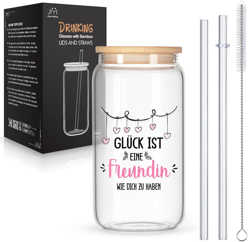 Trinkgläser mit Deckel und Strohhalm für Cocktails – 17oz Geschenke für Frauen