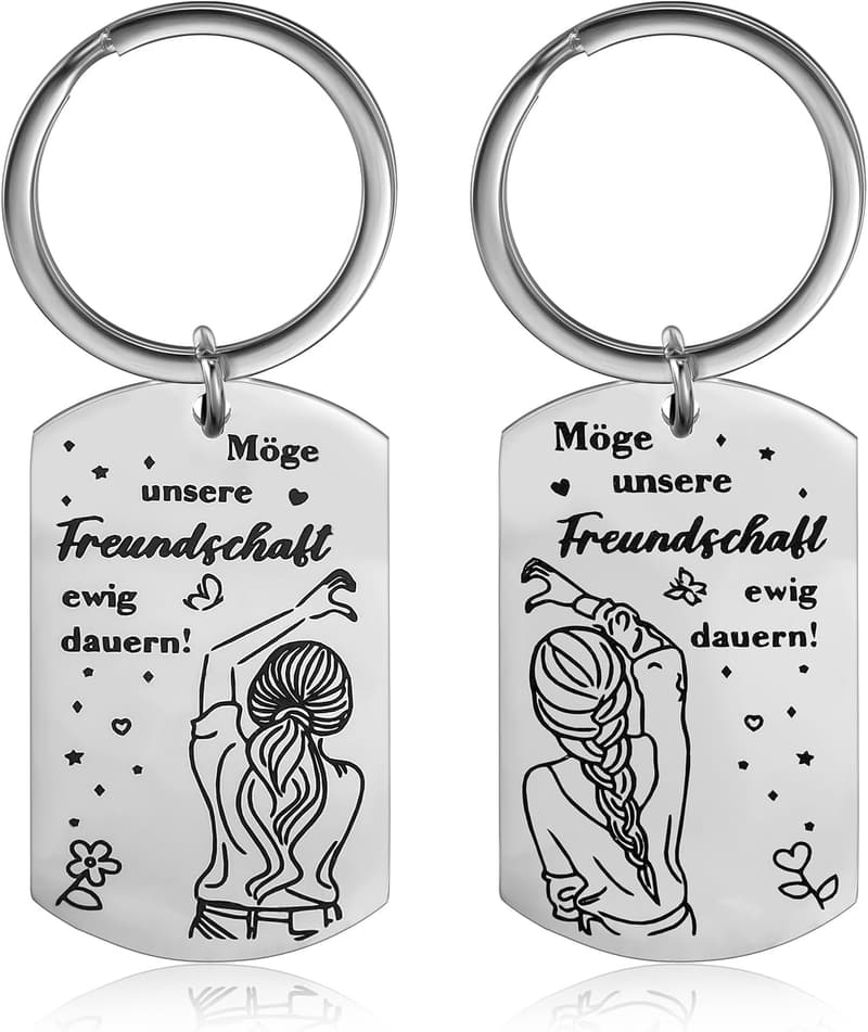 Edelstahl Schlüsselanhänger für beste Freundin – Freundschaftsgeschenk