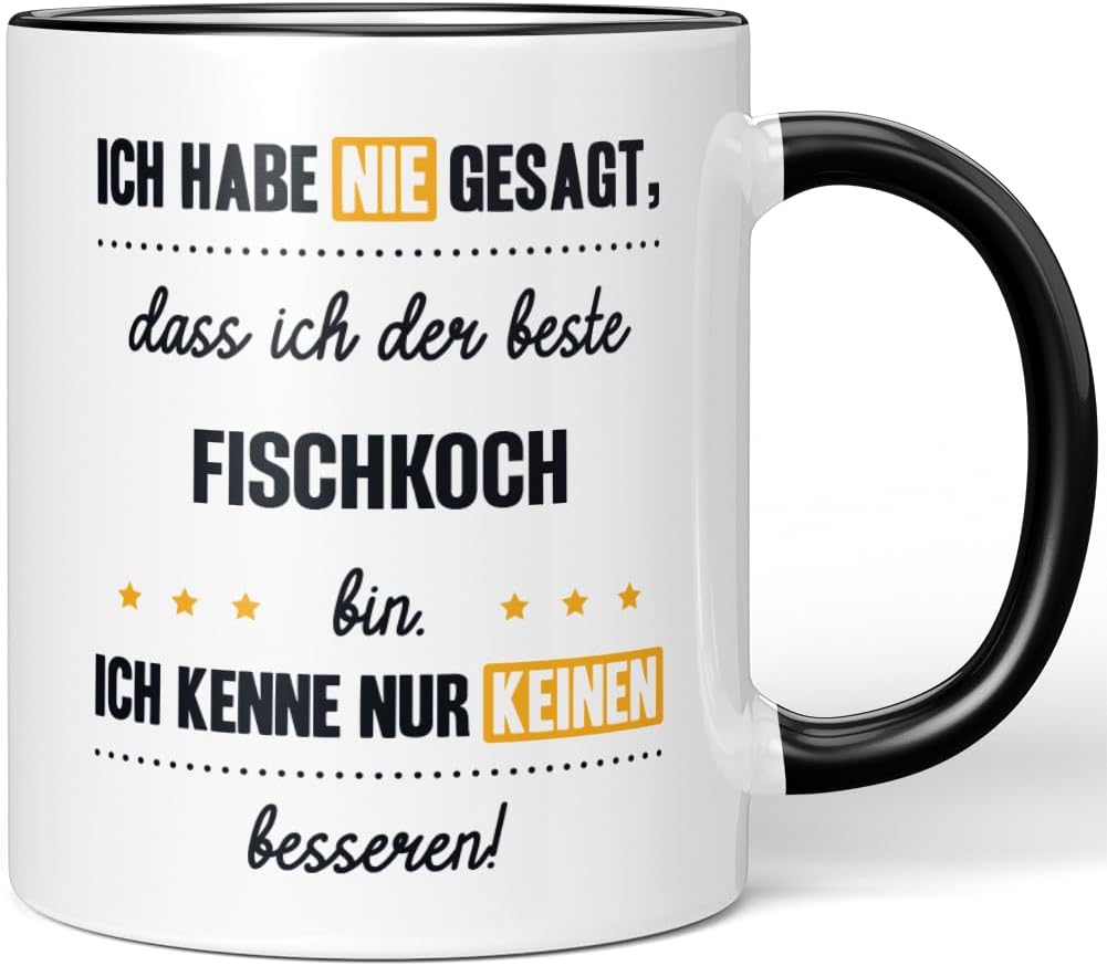 Fischkoch-Tasse mit Spruch für Hobbyköche, Schwarz