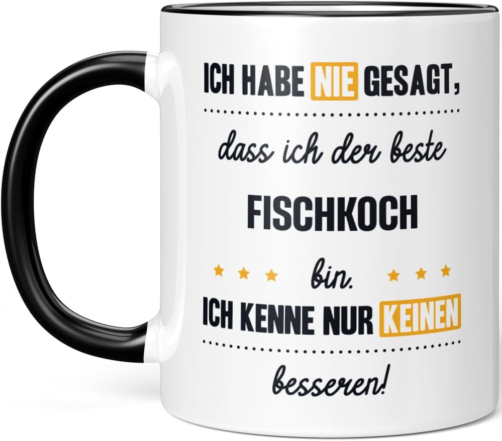 Fischkoch-Tasse mit Spruch für Hobbyköche, Schwarz