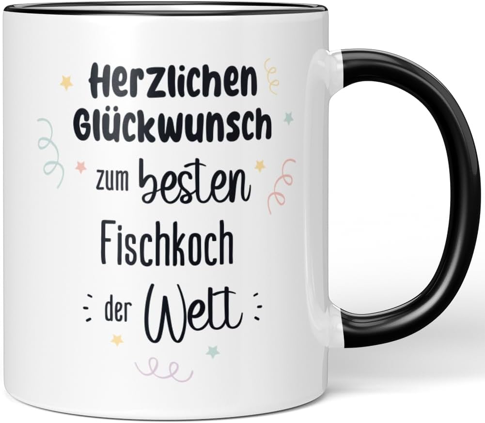 Tasse für den besten Fischkoch - Herzlichen Glückwunsch, Schwarz