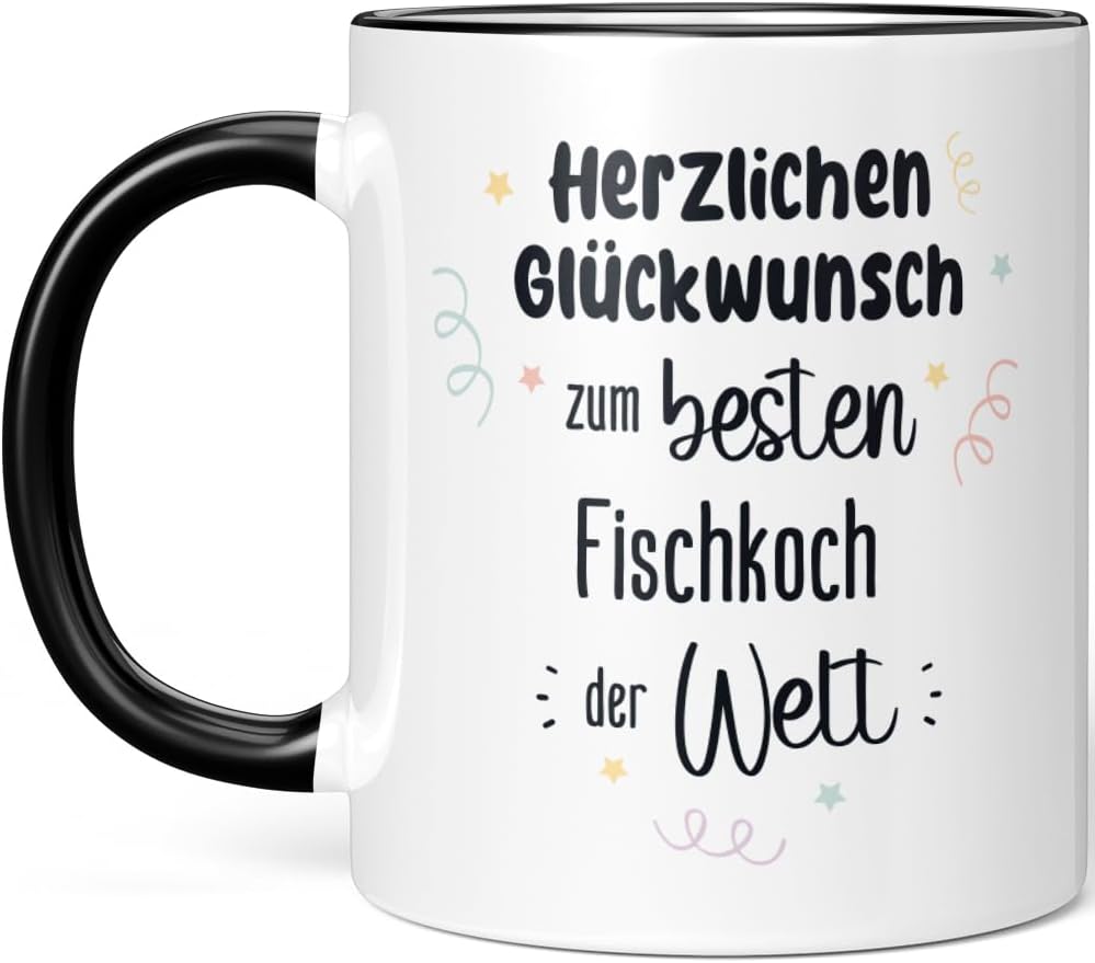 Tasse für den besten Fischkoch - Herzlichen Glückwunsch, Schwarz