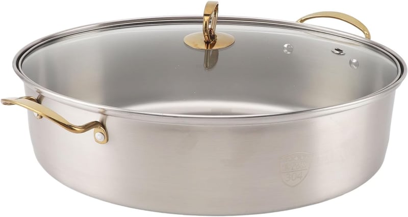 Edelstahl Fischdampftopf mit Glasdeckel und Keramikplatte