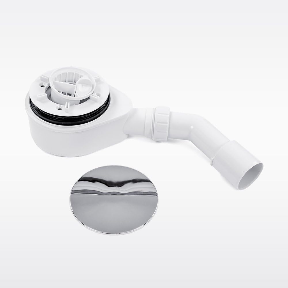 Nordona® VersoFlat Siphon mit Haarsieb und Chromabdeckung für Duschwanne Ø 90mm