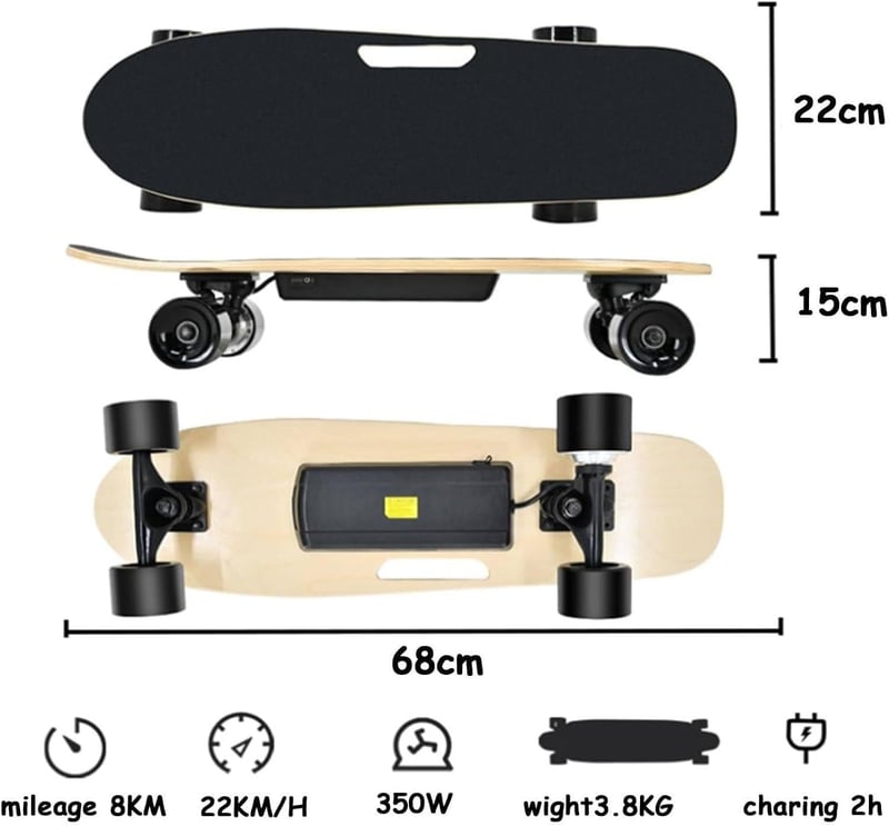 WEIMILOR Elektrisches Longboard 350 W, 22 km/h, 8 km Reichweite